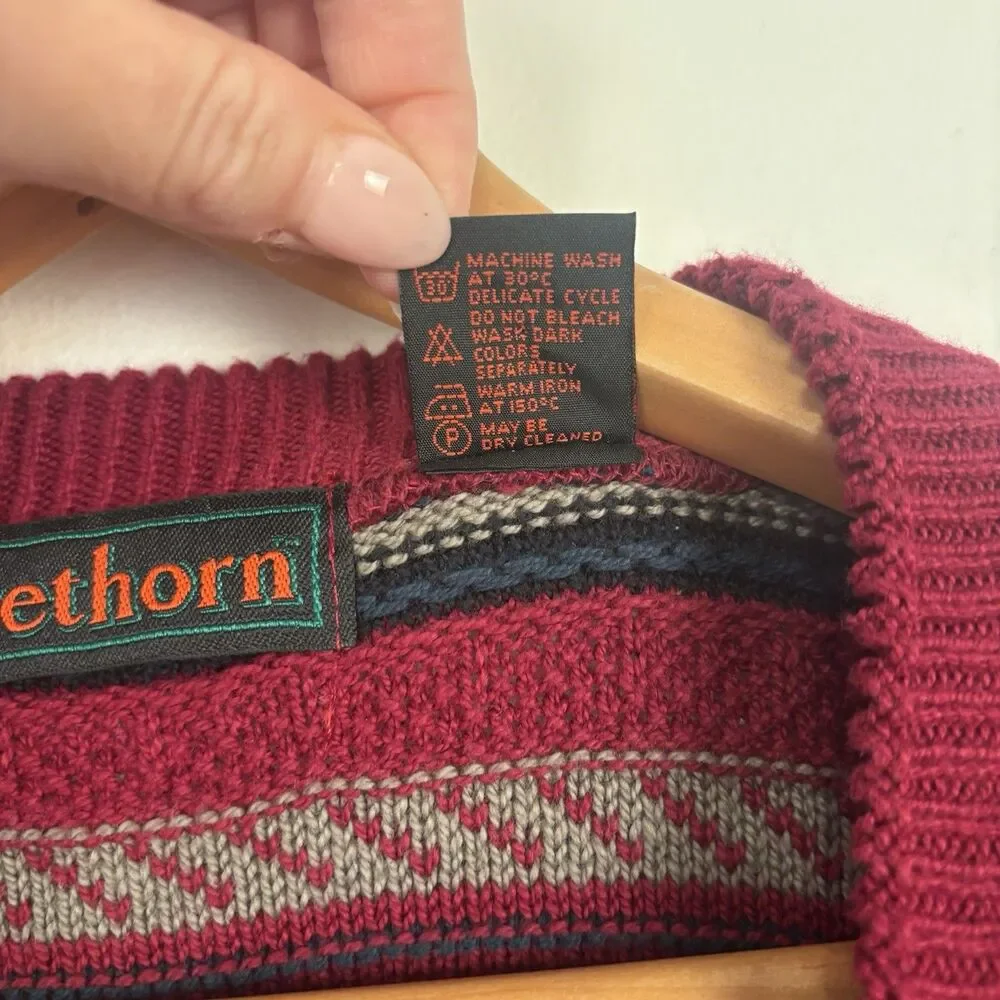 VTG 90s Firethorn Mens L Sweater Vest Red Striped Cotton Made in USA Grandpacore